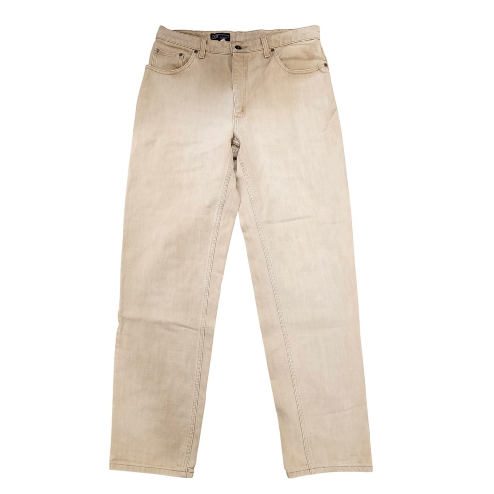 Lands' End Beige Men's Rugged Outdoor Cotton Casual Tapered Jeans Size 35×34‎